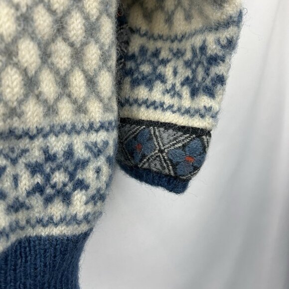 Vintage Dale Of Norway Fair Isle Wool Cardigan  Women Small/XS Blue Nordic Clasp - Picture 14 of 16
